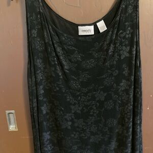 Chico's Black Floral Tank Top
